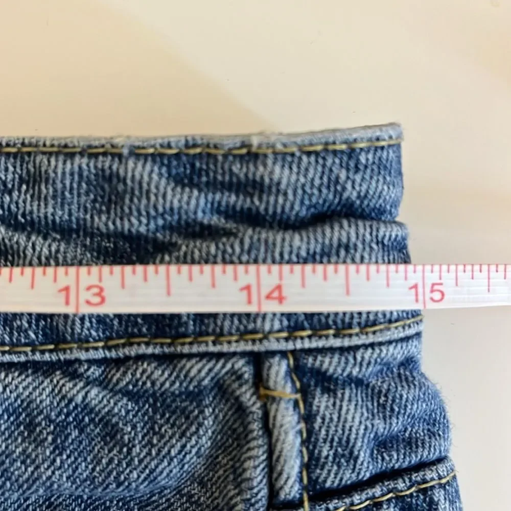 WE THE FREE PEOPLE Distressed A-Line Blue Denim Mini Skirt 28